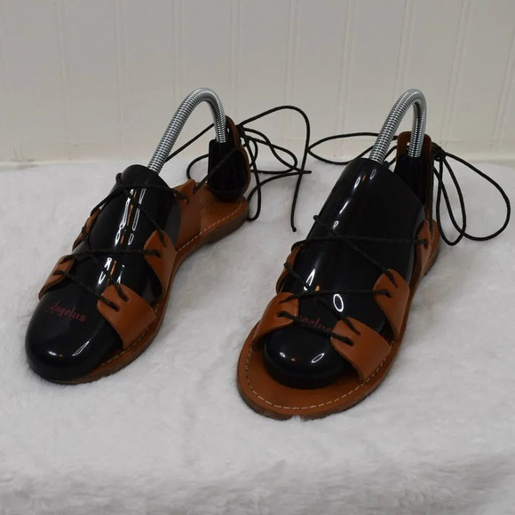 Madewell Gladiator Sandals Genuine Leather Strappy Flats Sz 6 Boho Hippie Camel - Picture 2 of 14